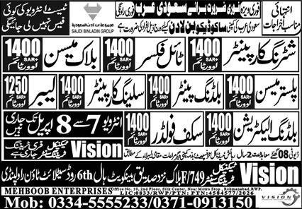 Building Painter & Tile Fixer Jobs 2026 In Saudi Arabia – Mehboob Enterprises Overseas Employment Promoters Jobs 2026 — original advertisement