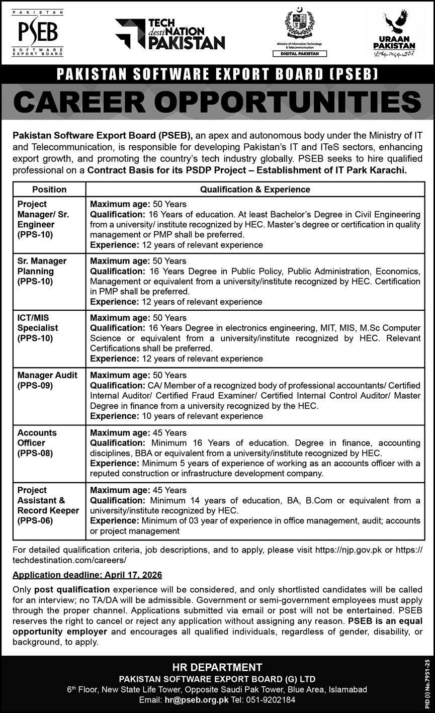 Pakistan Software Export Board (PSEB) Jobs 2026 Jobs 2026 — original advertisement