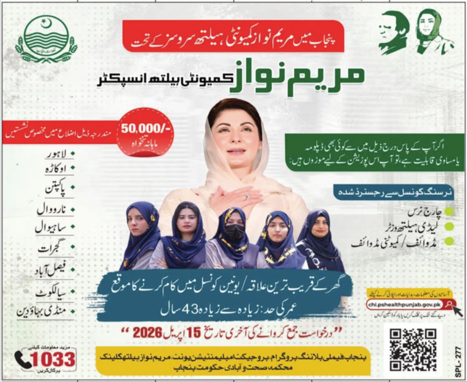 Health & Population Department Lahore Job 2026 – Health Department Punjab Jobs 2026 — original advertisement