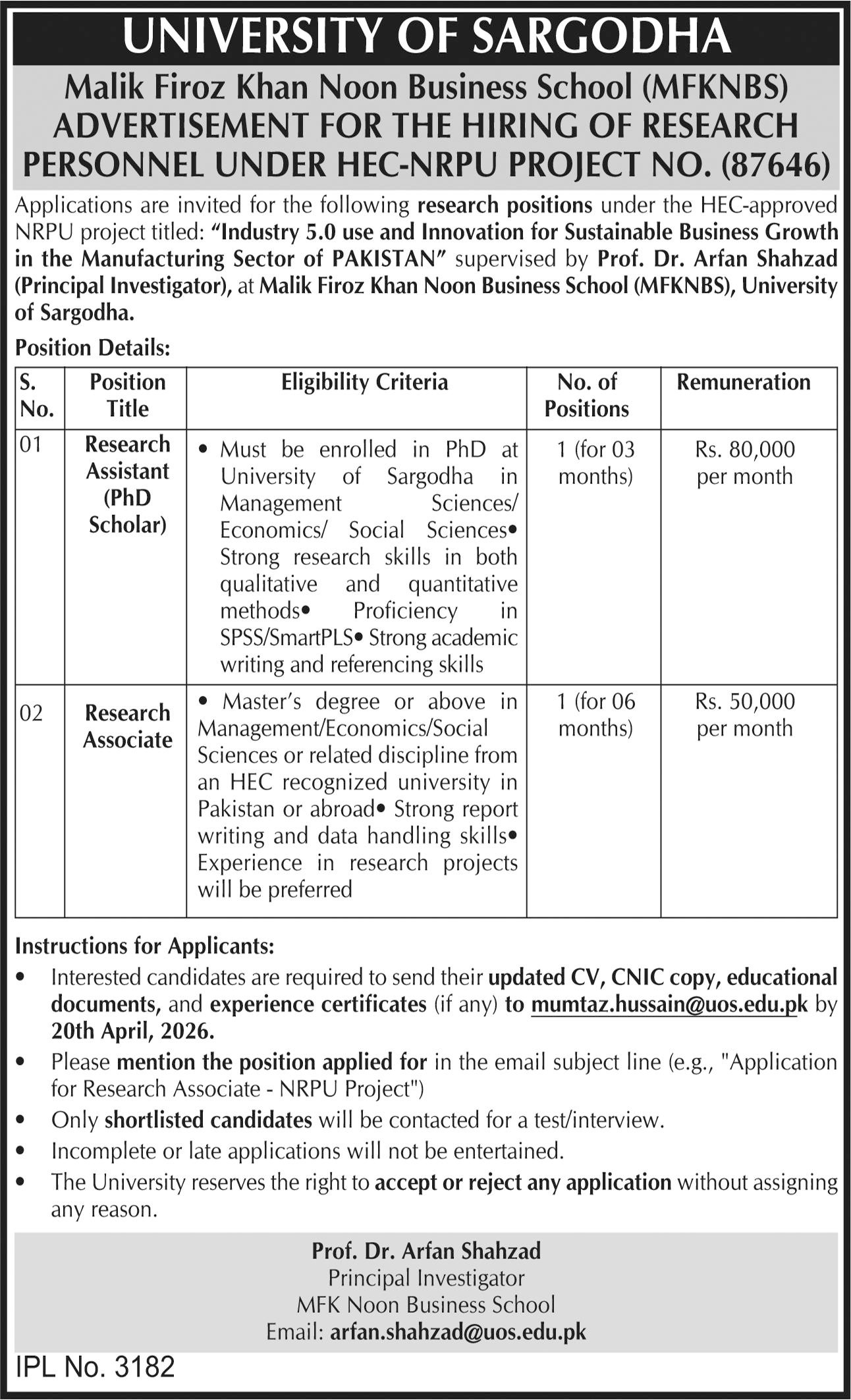 University of Sargodha UOS Punjab Jobs 2026 Jobs 2026 — original advertisement