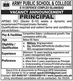 Army Public School and College System Islamabad Jobs 2026 – Army Public School & College Paksitan Jobs 2026 — original advertisement