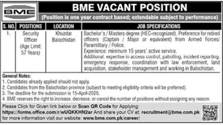 Bolan Mining Enterprises BME Khuzdar Job 2026 Jobs 2026 — original advertisement