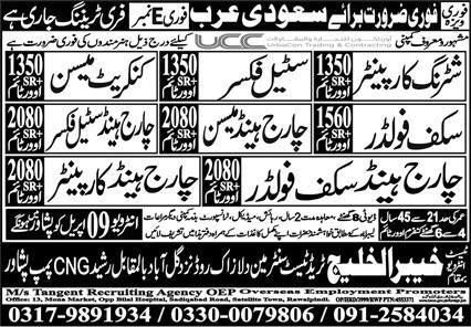 Chargehand Scaffolder & Chargehand Steel Fixer Jobs 2026 – Tangent Recruiting Agency Jobs 2026 — original advertisement