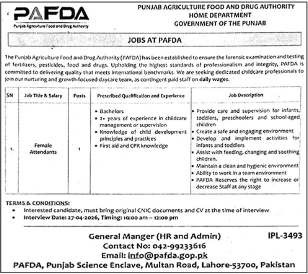 Punjab Agriculture Food & Drug Authority PAFDA Lahore Job – Punjab Agriculture Research Board (PARB) Jobs 2026 — original advertisement