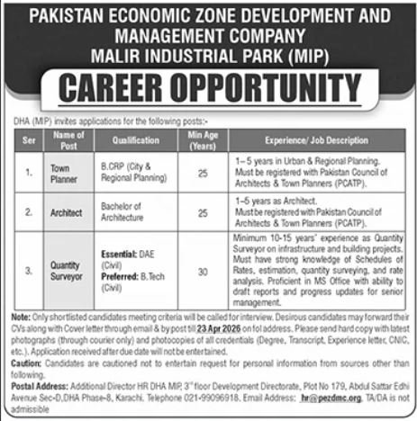 Pakistan Economic Zone Development Jobs 2026 – Private Company Jobs 2026 — original advertisement