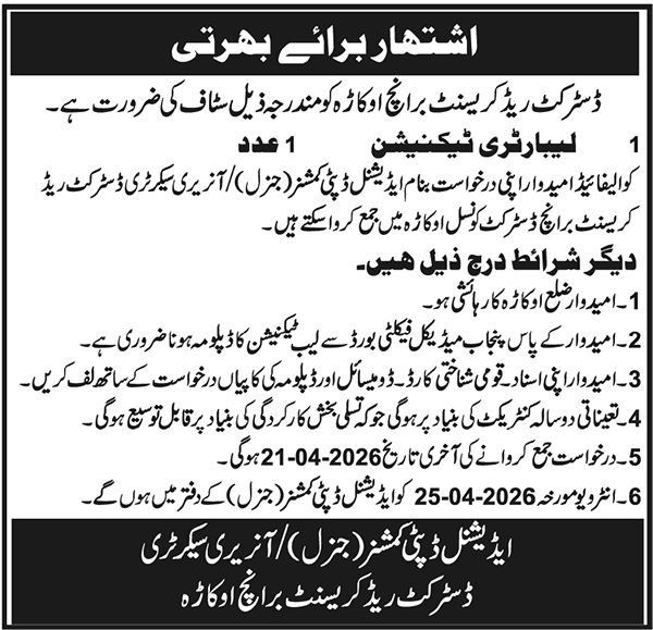 Pakistan Red Crecent Society Okara Job 2026 – Pakistan Red Crescent Society Jobs 2026 — original advertisement