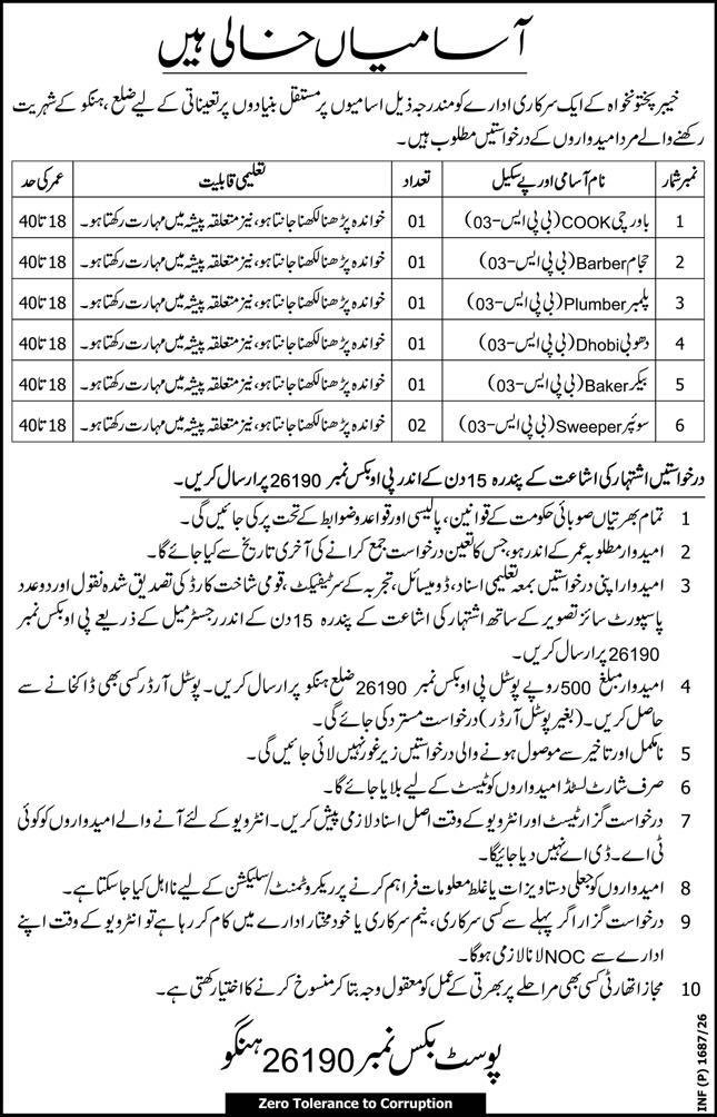 Public Sector Organization Hangu Jobs 2026 Jobs 2026 — original advertisement