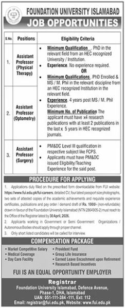 Foundation University Islamabad Jobs 2026 Jobs 2026 — original advertisement
