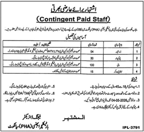 Horticulture Agency Sialkot Jobs 2026 – Public Sector Organization Jobs 2026 — original advertisement