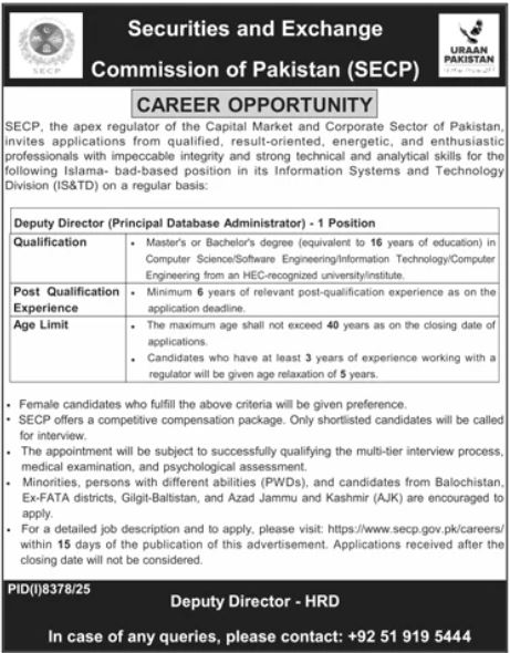 Securities & Exchange Commission Of Pakistan SECP Jobs 2026 Jobs 2026 — original advertisement