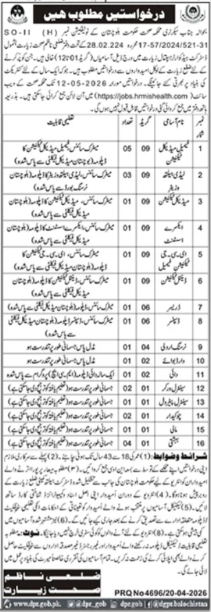 Health Department Ziarat Balochistan Job 2026 – Health Department Balochsitan Jobs 2026 — original advertisement