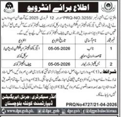 Irrigation Department, Quetta, Balochistan Jobs Interview – Irrigation Department Balochsitan Jobs 2026 — original advertisement