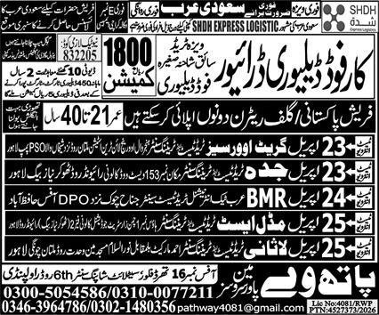 Car Food Delivery Driver Jobs 2026 In Saudi Arabia – Pathway Manpower Services Jobs 2026 — original advertisement
