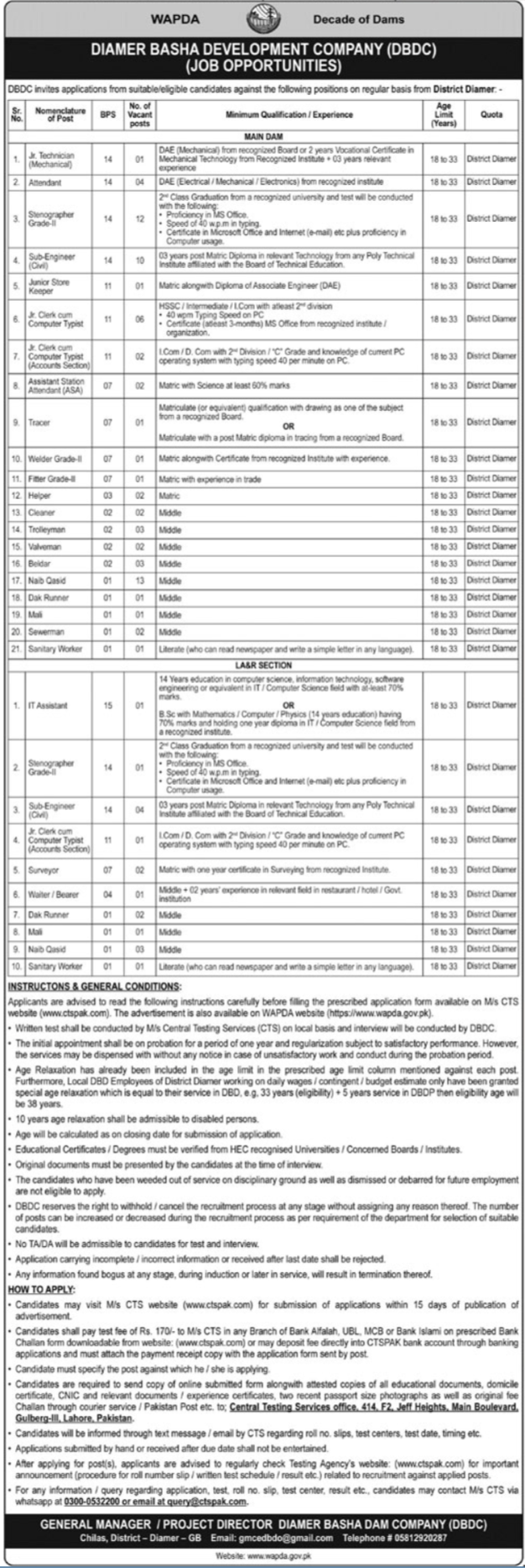 Water And Power Development Authority WAPDA Chilas Jobs 2026 Jobs 2026 — original advertisement