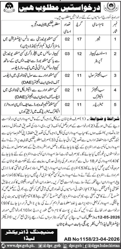 Lasbela Industrial Estate Development Authority LIEDA Jobs – Lasbela University of Agriculture, Water & Marine Sciences (LUAWMS) Uthal Jobs 2026 — original advertisement