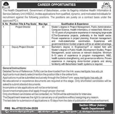 Health Department Balochistan Jobs 2026 – Health Department Balochsitan Jobs 2026 — original advertisement