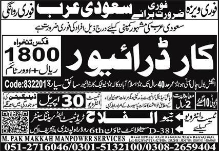 LTV Driver & Car Driver Jobs 2026 In Saudi Arabia – Al Falah Trade Test Jobs 2026 — original advertisement