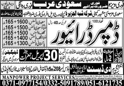 HTV Driver & Dumper Driver Jobs 2026 In Saudi Arabia – New Gondal Manpower Bureau Jobs 2026 — original advertisement