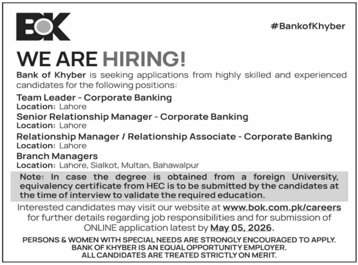 Bank of Khyber Bok Jobs 2026 Jobs 2026 — original advertisement