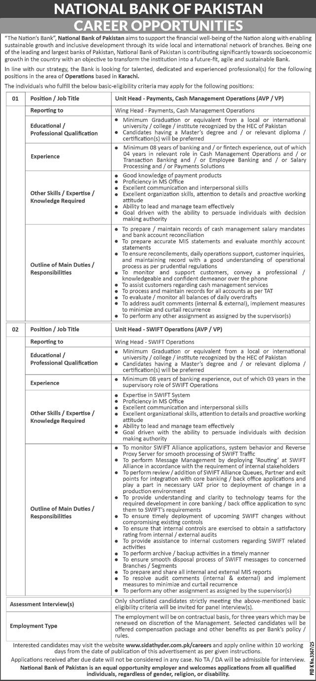 National Bank of Pakistan Jobs 2026 Jobs 2026 — original advertisement
