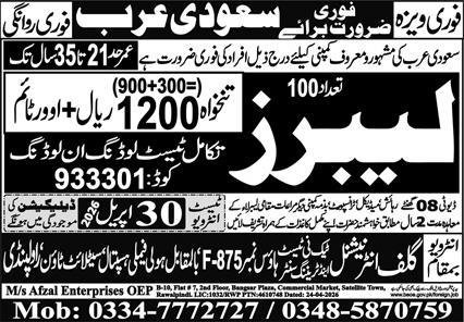 Labor Jobs Open In Saudi Arabia 2026 – Gulf Job Hunts Manpower Services Jobs 2026 — original advertisement