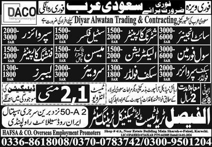 Surveyor & Scaffolder Supervisor Jobs 2026 In Saudi Arabia – Al Faisal Trade Test & Technical Training Center Jobs 2026 — original advertisement