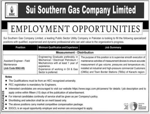 Sui Southern Gas Company Limited SSGC Karachi Job 2026 Jobs 2026 — original advertisement