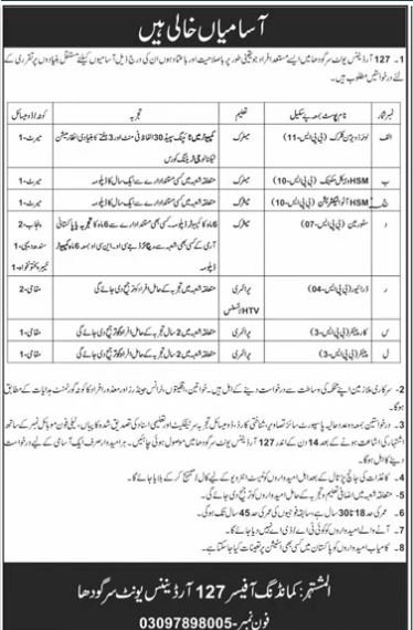 127 Ordance Unit Sargodha Jobs 2026 – Pakistan Army Jobs 2026 — original advertisement
