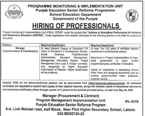 School Education Department Punjab Jobs 2026 – Special Education Department Punjab Jobs 2026 — original advertisement