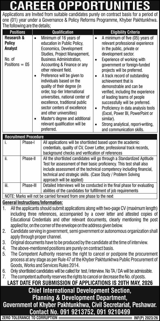 Planning & Development Department KPK Jobs 2026 Jobs 2026 — original advertisement