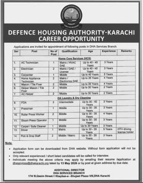 Defence Housing Authority DHA Karachi Jobs 2026 Jobs 2026 — original advertisement