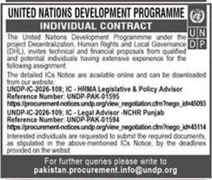 United Nations Development Programme UNDP Jobs Notice – United Nations Development Programme UNDP Pakistan Jobs 2026 — original advertisement