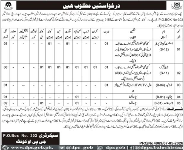 Government Organization Quetta Jobs 2026 – Public Sector Organization Jobs 2026 — original advertisement