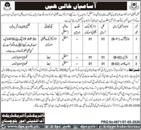 Minority Affairs Department Quetta Jobs 2026 – Minority Affairs Department Balochistan Jobs 2026 — original advertisement