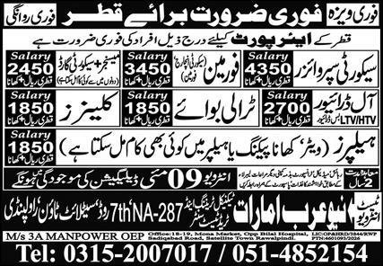 Security Supervizor And Forman Jobs in Qatar 2026 – Arab Emrates International Trade Test Center Jobs 2026 — original advertisement