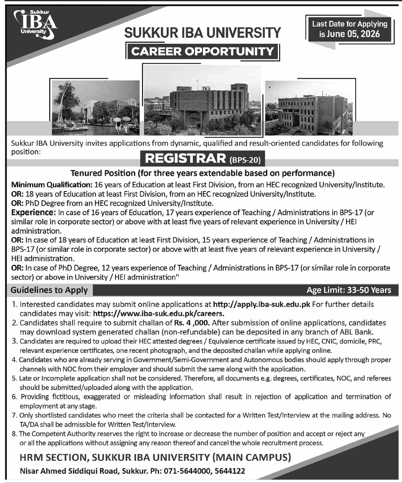 Sukkur IBA University Sindh Jobs 2026 Jobs 2026 — original advertisement