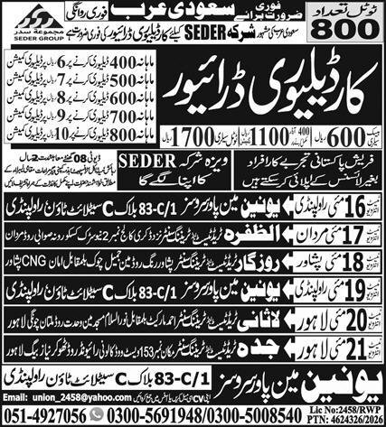 Car Delivery Driver Jobs Open In Saudi Arabia 2026 – Union Manpower Services Jobs 2026 — original advertisement