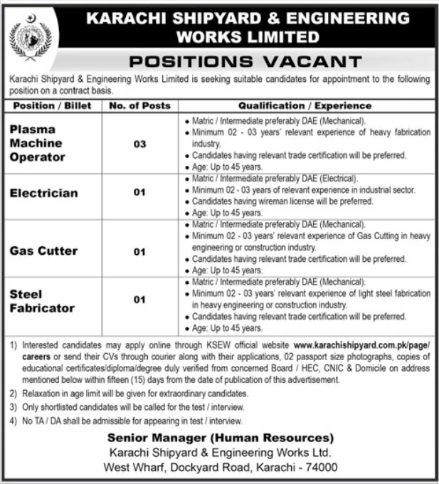 Karachi Shipyard And Engineering Works Limited Jobs 2026 – Karachi Shipyard & Engineering Works Limited Jobs 2026 — original advertisement