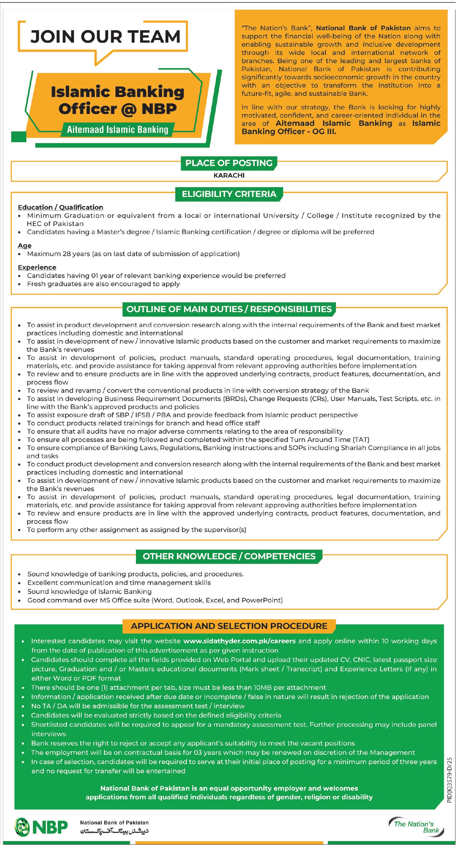 National Bank of Pakistan NBP Karachi Jobs 2026 Jobs 2026 — original advertisement