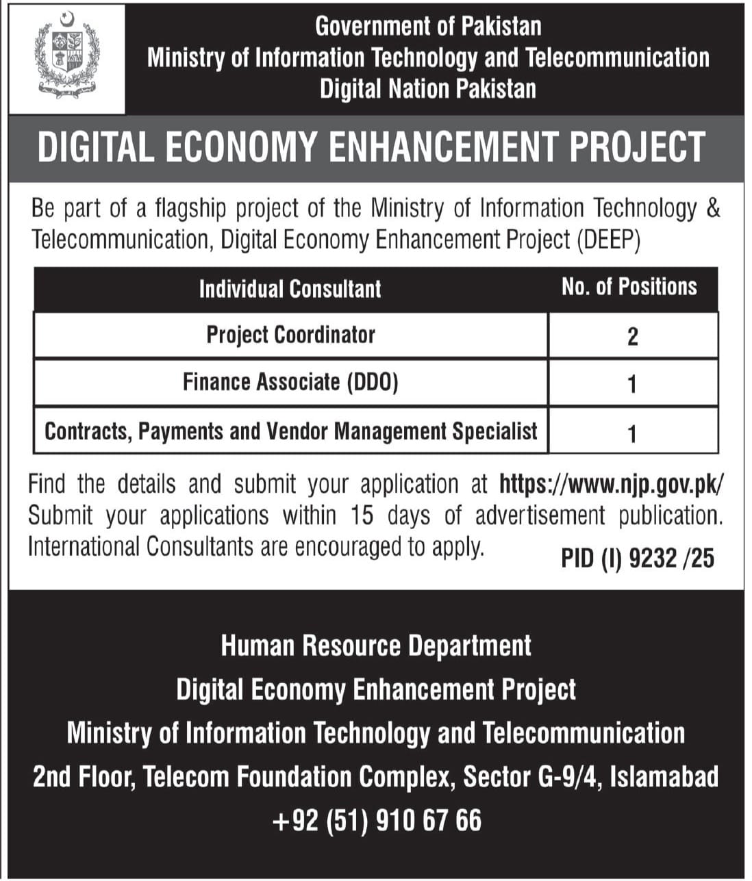 Ministry of Information Technology & Telecommunication Jobs – Ministry of Information Technology and Telecommunication Jobs 2026 — original advertisement