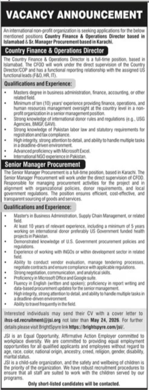 International Non Profit Organization Jobs 2026 – Public Sector Organization Jobs 2026 — original advertisement