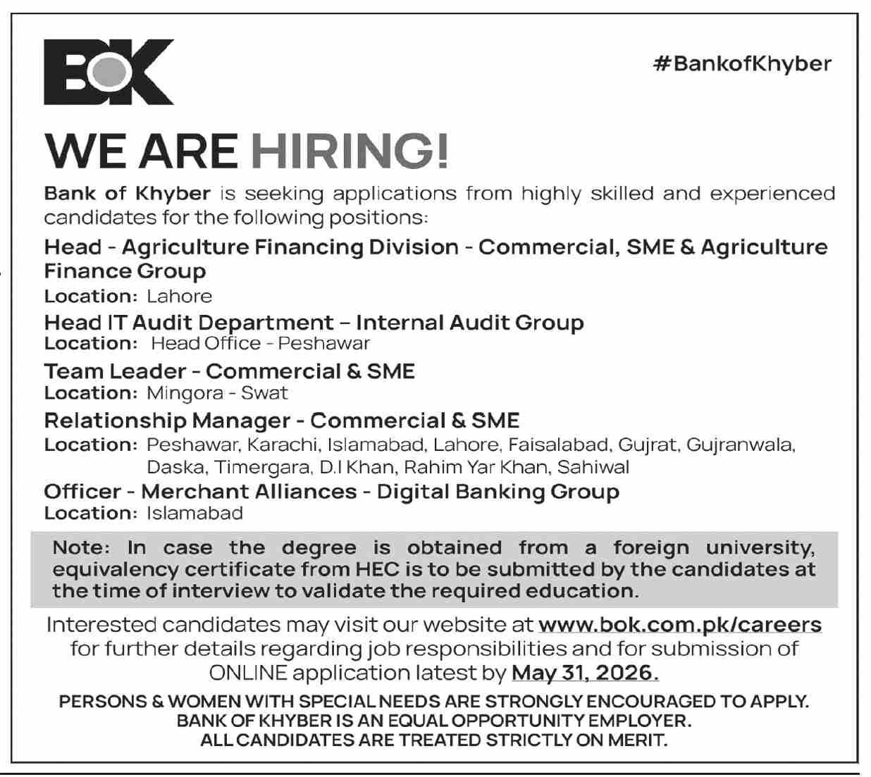 Bank of Khyber Bok Jobs 2026 Jobs 2026 — original advertisement