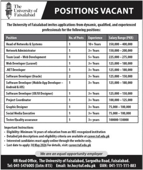 The University Of Faisalabad Jobs 2026 Jobs 2026 — original advertisement
