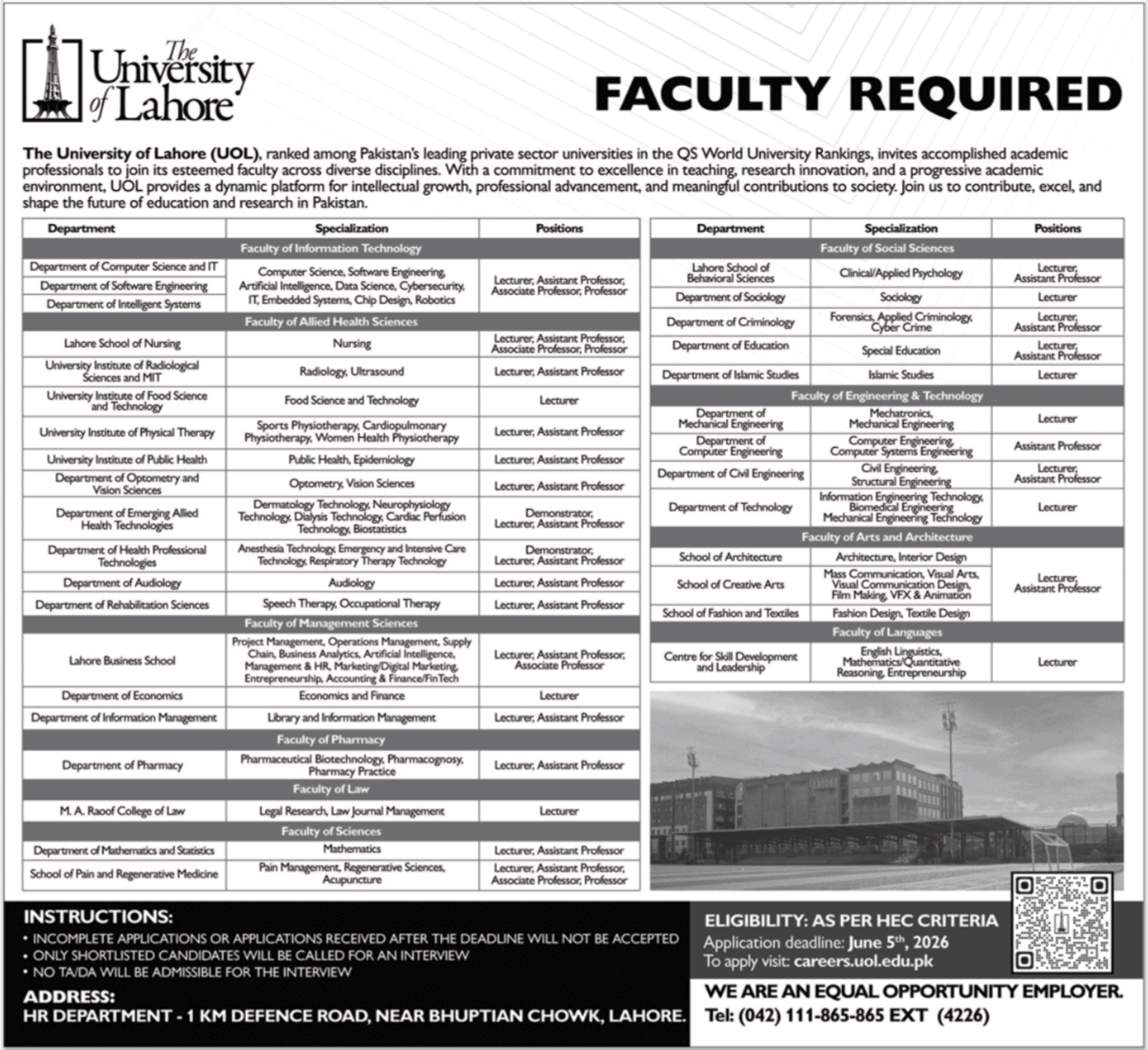 The University Of Lahore UOL Jobs 2026 Jobs 2026 — original advertisement