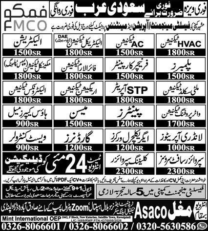 STP Operator & Fire Alarm Technician Jobs 2026 – Mint International Manpower Recruitment Jobs 2026 — original advertisement