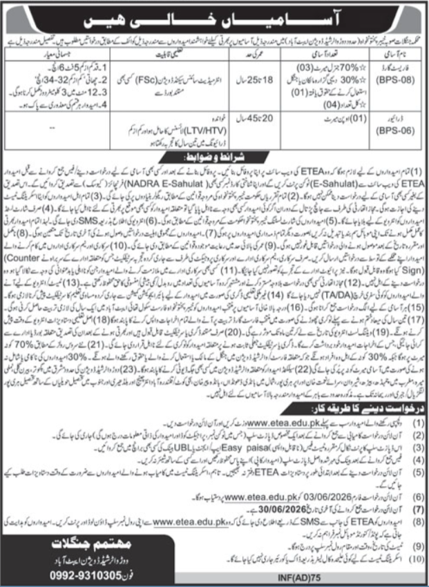 Forest Department Abbottabad Khyber Pakhtunkhwa Jobs 2026 – Forestry, Environment & WildLife Department KPK Jobs 2026 — original advertisement