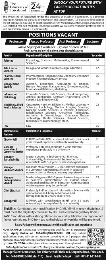 The University of Faisalabad Jobs 2026 Jobs 2026 — original advertisement