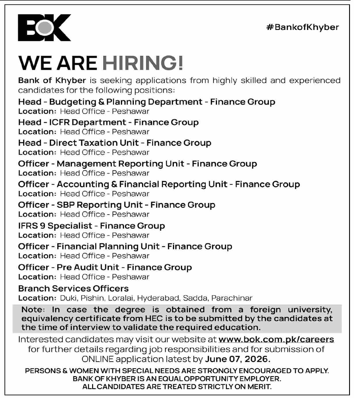 Bank of Khyber Bok Jobs 2026 Jobs 2026 — original advertisement