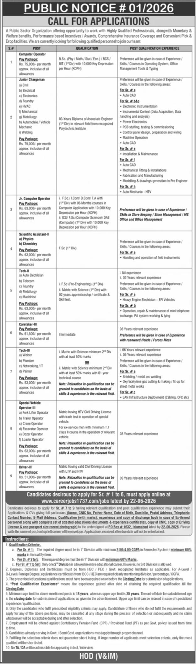 Public Sector Organization Jobs 2026 — original advertisement