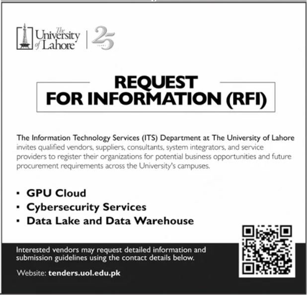 The University Of Lahore Punjab Jobs 2026 — original advertisement